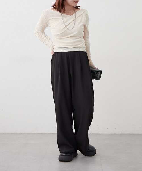 Remind me and forever(リマインドミーアンドフォーエバー)の「【SET UP対応】ツータックストレートパンツ(スラックス・レディース・ブラック/チェック/ブラウン・FREE)」の14枚目の写真