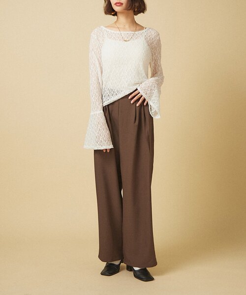 Remind me and forever(リマインドミーアンドフォーエバー)の「【SET UP対応】ツータックストレートパンツ(スラックス・レディース・ブラック/チェック/ブラウン・FREE)」の21枚目の写真