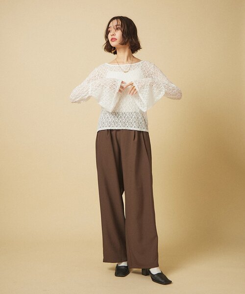 Remind me and forever(リマインドミーアンドフォーエバー)の「【SET UP対応】ツータックストレートパンツ(スラックス・レディース・ブラック/チェック/ブラウン・FREE)」の22枚目の写真