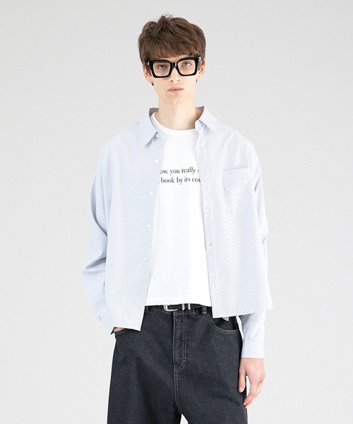 Regen Glanz（レーゲングランツ）の「basic cropped stripe shirt/ベーシッククロップドシャツ（シャツ/ブラウス・メンズ・ブルー/ライトホワイト・SMALL/MEDIUM/LARGE）」の12枚目の写真