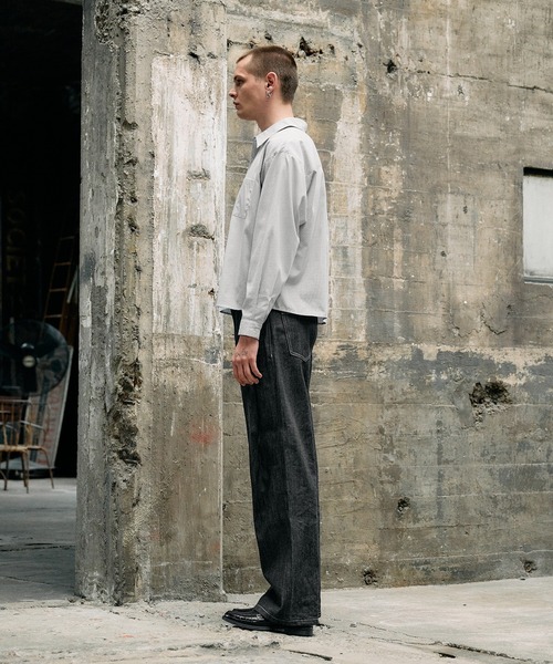 Regen Glanz（レーゲングランツ）の「basic cropped stripe shirt/ベーシッククロップドシャツ（シャツ/ブラウス・メンズ・ブルー/ライトホワイト・SMALL/MEDIUM/LARGE）」の10枚目の写真