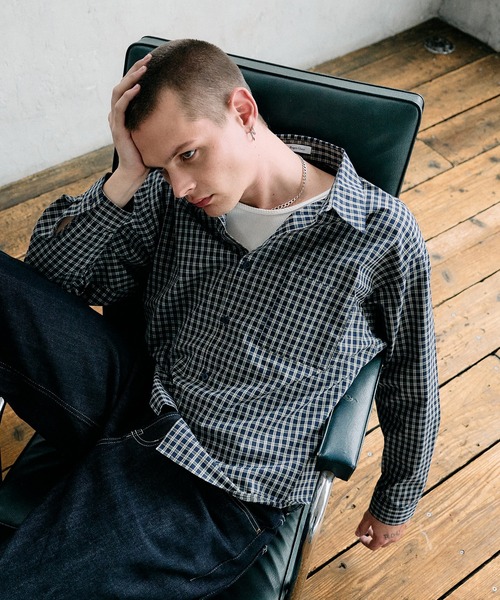 Regen Glanz（レーゲングランツ）の「basic cropped stripe shirt/ベーシッククロップドシャツ（シャツ/ブラウス・メンズ・ブルー/ライトホワイト・SMALL/MEDIUM/LARGE）」の22枚目の写真