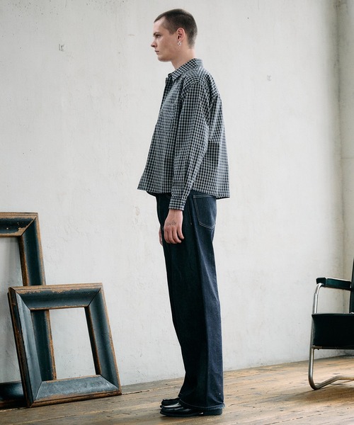 Regen Glanz（レーゲングランツ）の「basic cropped stripe shirt/ベーシッククロップドシャツ（シャツ/ブラウス・メンズ・ブルー/ライトホワイト・SMALL/MEDIUM/LARGE）」の18枚目の写真