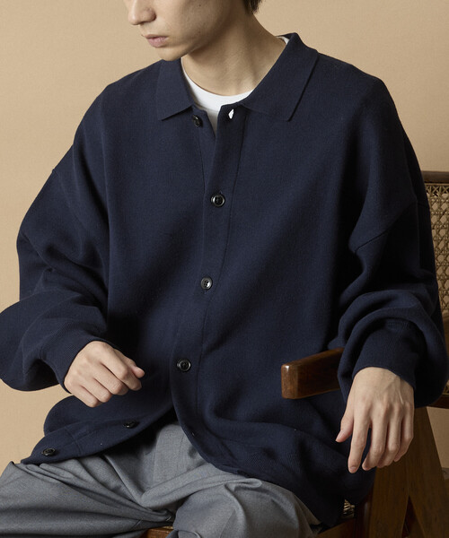 FREAK'S STORE(フリークスストア)の「限定展開 Relax Fit スウェットライク ポロカラー カーディガン(カーディガン/ボレロ・メンズ・ブラック/ネイビー/チャコールグレー/グレー・MEDIUM/LARGE)」の4枚目の写真