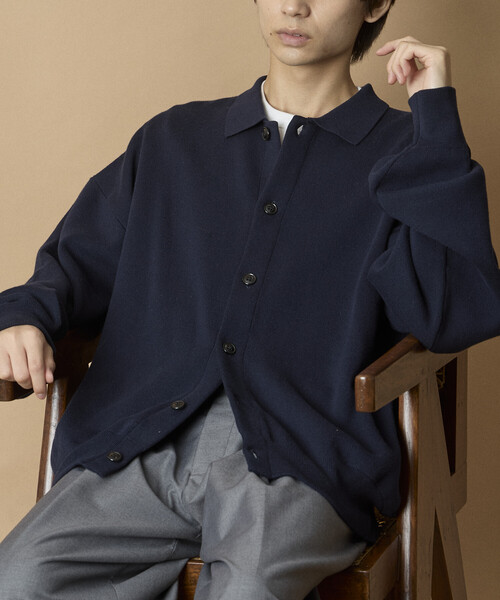 FREAK'S STORE(フリークスストア)の「限定展開 Relax Fit スウェットライク ポロカラー カーディガン(カーディガン/ボレロ・メンズ・ブラック/ネイビー/チャコールグレー/グレー・MEDIUM/LARGE)」の7枚目の写真