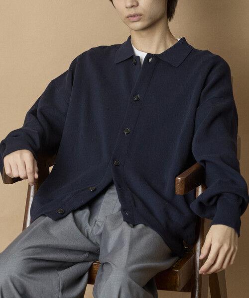 FREAK'S STORE(フリークスストア)の「限定展開 Relax Fit スウェットライク ポロカラー カーディガン(カーディガン/ボレロ・メンズ・ブラック/ネイビー/チャコールグレー/グレー・MEDIUM/LARGE)」の8枚目の写真