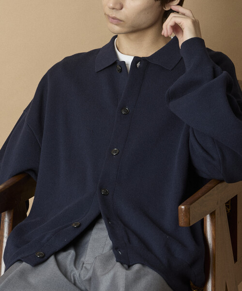 FREAK'S STORE(フリークスストア)の「限定展開 Relax Fit スウェットライク ポロカラー カーディガン(カーディガン/ボレロ・メンズ・ブラック/ネイビー/チャコールグレー/グレー・MEDIUM/LARGE)」の9枚目の写真