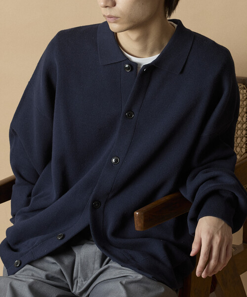 FREAK'S STORE(フリークスストア)の「限定展開 Relax Fit スウェットライク ポロカラー カーディガン(カーディガン/ボレロ・メンズ・ブラック/ネイビー/チャコールグレー/グレー・MEDIUM/LARGE)」の12枚目の写真