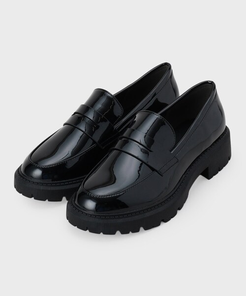 OPAQUE.CLIP（オペークドットクリップ）の「ボリュームソールコインローファーシューズ（パンプス・レディース・ブラック/ブラック系4・02/03/01）」の2枚目の写真