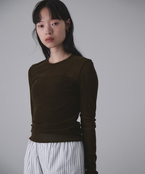 アダムエロペ（ADAM ET ROPE’）/フロッキーチュールクルーネックプルオーバー フロッキーチュールクルーネックプルオーバー（Tシャツ/カットソー