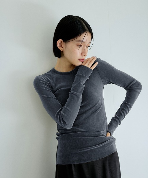 ADAM ET ROPE'(アダムエロペ)の「フロッキーチュールクルーネックプルオーバー(Tシャツ/カットソー・レディース・ダークブラウン/ホワイト系その他2/ブルー系その他6・FREE)」の3枚目の写真
