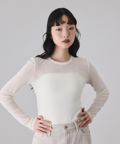 ADAM ET ROPE'(アダムエロペ)の「フロッキーチュールクルーネックプルオーバー(Tシャツ/カットソー・レディース・ダークブラウン/ホワイト系その他2/ブルー系その他6・FREE)」の19枚目の写真