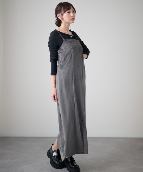 Lace Ladies(レースレディース)の「スクエアネック バックリボン キャミ Iライン ワンピース(ワンピース・レディース・ブラック/アイボリー/グレー/チャコールグレー・S/FREE)」の22枚目の写真