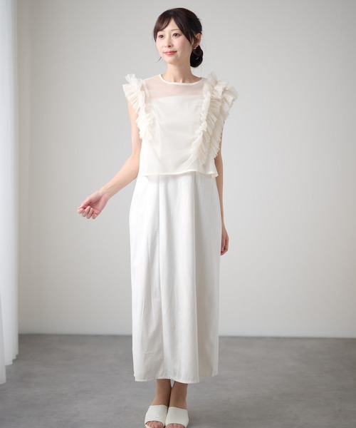 Lace Ladies(レースレディース)の「スクエアネック バックリボン キャミ Iライン ワンピース(ワンピース・レディース・ブラック/アイボリー/グレー/チャコールグレー・S/FREE)」の14枚目の写真