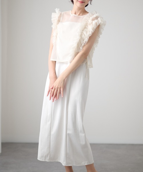 Lace Ladies(レースレディース)の「スクエアネック バックリボン キャミ Iライン ワンピース(ワンピース・レディース・ブラック/アイボリー/グレー/チャコールグレー・S/FREE)」の9枚目の写真