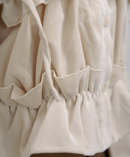 Bab（バブ）の「コーデュロイシャーリングリボンショートブラウス（シャツ/ブラウス・レディース・ブラック/アイボリー/ブルー・M）」の16枚目の写真
