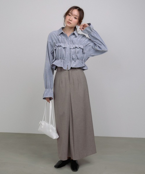 Bab（バブ）の「コーデュロイシャーリングリボンショートブラウス（シャツ/ブラウス・レディース・ブラック/アイボリー/ブルー・M）」の18枚目の写真