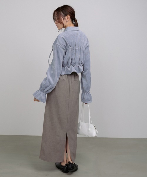 Bab（バブ）の「コーデュロイシャーリングリボンショートブラウス（シャツ/ブラウス・レディース・ブラック/アイボリー/ブルー・M）」の20枚目の写真