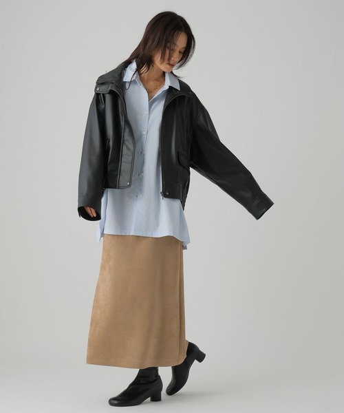 Elura(エルーラ)の「フェイクレザーブルゾン/590911(ブルゾン・レディース・ブラック/キャメル・FREE)」の11枚目の写真