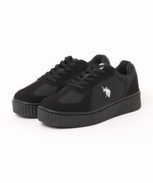 【U.S. POLO ASSN./ユーエスポロアッスン】【上質なPUレザーの高級感】厚底ボリュームソール ワンポイント ローカット コンビネーションスニーカー