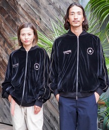 THRASHER(スラッシャー)のVELOUR SOUVENIR JACKET/THRASHER スラッシャー ベロア スーベニアジャケット ブルゾン 刺繍 フレイムロゴ スケート ストリート Y2K レトロ ユニセックス(スカジャン)