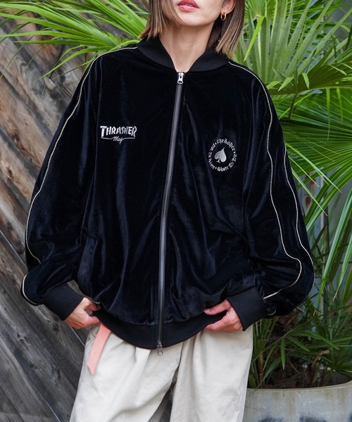 treasure サイン入り　アウター セール】VELOUR SOUVENIR JACKET/THRASHER スラッシャー ベロア