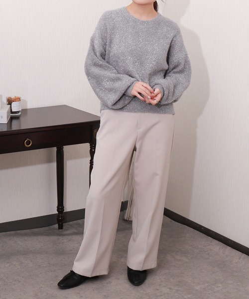 libelle more(リベル モア)の「ラメフェザーニットプルオーバー(ニット/セーター・レディース・ベージュ/アイボリー/チャコールグレー・M)」の12枚目の写真