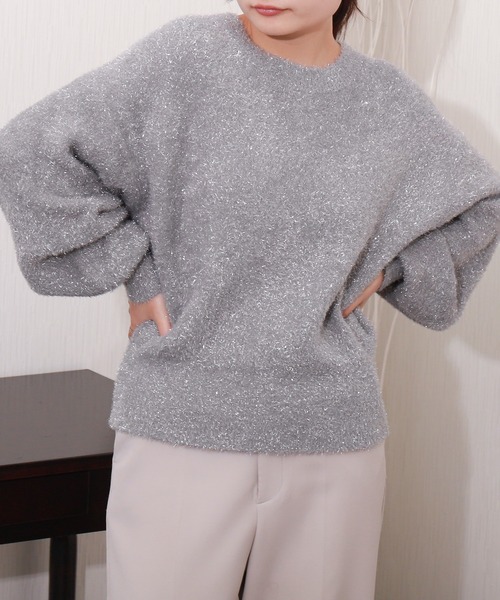 libelle more(リベル モア)の「ラメフェザーニットプルオーバー(ニット/セーター・レディース・ベージュ/アイボリー/チャコールグレー・M)」の15枚目の写真