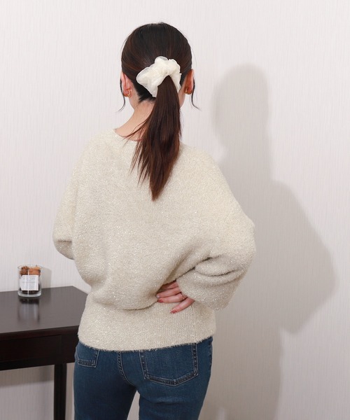 libelle more(リベル モア)の「ラメフェザーニットプルオーバー(ニット/セーター・レディース・ベージュ/アイボリー/チャコールグレー・M)」の6枚目の写真