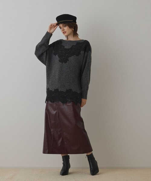 美品グレースコンチネンタル、ダイアグラム、チェニックドルマンニット レースドルマンニットトップ / GRACE CONTINENTAL | GRACE CONTINENTAL