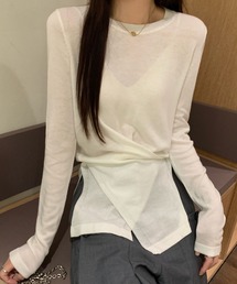 アシンメトリーニットトップス