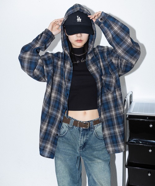 MAISON DE THERESE（メゾン ド テレーズ）の「コントラストチェック フード付きシャツ（シャツ/ブラウス・レディース・A/B・M/L/S/XL/XX-LARGE）」の8枚目の写真