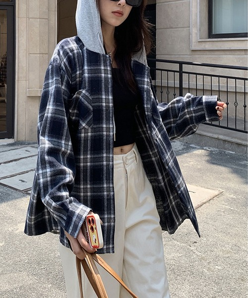 MAISON DE THERESE（メゾン ド テレーズ）の「コントラストチェック フード付きシャツ（シャツ/ブラウス・レディース・A/B・M/L/S/XL/XX-LARGE）」の21枚目の写真