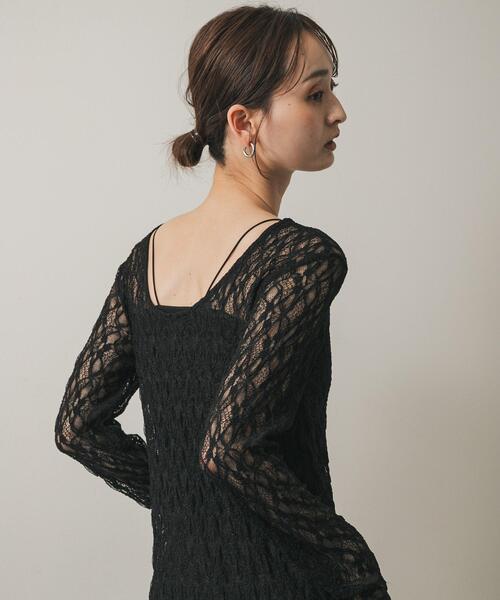 SENSE OF PLACE by URBAN RESEARCH（センスオブプレイスバイアーバンリサーチ）の「バックオープンレイヤードレースワンピース（ワンピース・レディース・ブラック/オフホワイト・ONE）」の10枚目の写真