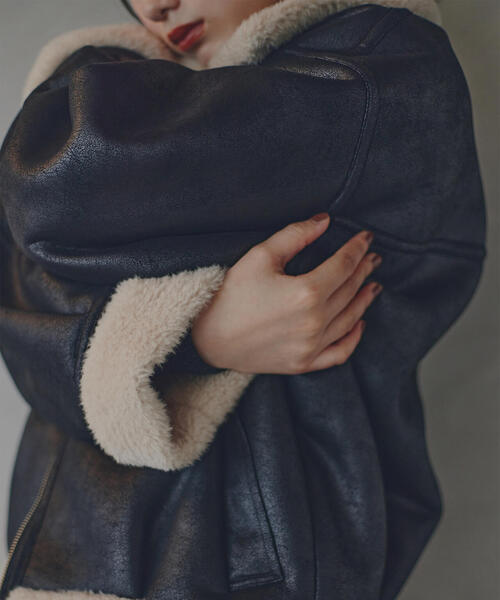 N.（N. Natural Beauty Basic）（エヌエヌナチュラルビューティーベーシック）の「フェイクムートンボアブルゾン（ブルゾン・レディース・ブラック/ブラウン・MEDIUM）」の17枚目の写真