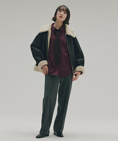 N.（N. Natural Beauty Basic）（エヌエヌナチュラルビューティーベーシック）の「フェイクムートンボアブルゾン（ブルゾン・レディース・ブラック/ブラウン・MEDIUM）」の20枚目の写真