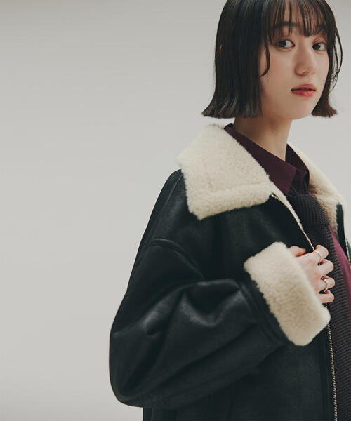 N.（N. Natural Beauty Basic）（エヌエヌナチュラルビューティーベーシック）の「フェイクムートンボアブルゾン（ブルゾン・レディース・ブラック/ブラウン・MEDIUM）」の21枚目の写真