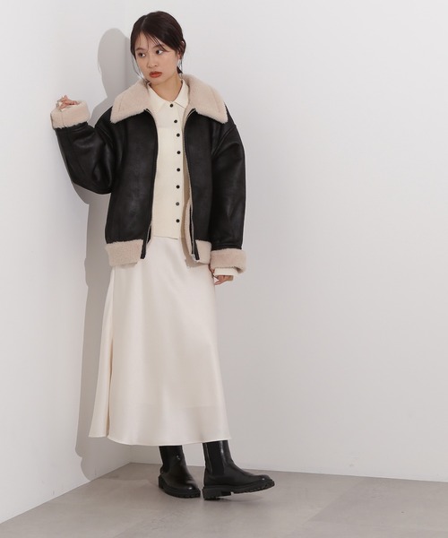 N.（N. Natural Beauty Basic）（エヌエヌナチュラルビューティーベーシック）の「フェイクムートンボアブルゾン（ブルゾン・レディース・ブラック/ブラウン・MEDIUM）」の6枚目の写真