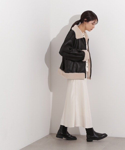 N.（N. Natural Beauty Basic）（エヌエヌナチュラルビューティーベーシック）の「フェイクムートンボアブルゾン（ブルゾン・レディース・ブラック/ブラウン・MEDIUM）」の10枚目の写真