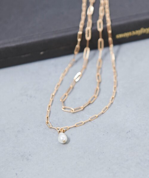 Jena espace merveilleux（ジェナ　エスパスメルヴェイユ）の「ワンパールチェーンネックレス（リング・レディース・シルバー/ゴールド・FREE）」の2枚目の写真