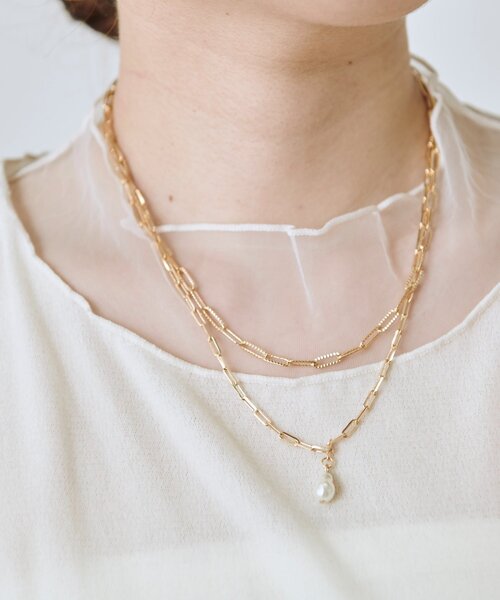 Jena espace merveilleux（ジェナ　エスパスメルヴェイユ）の「ワンパールチェーンネックレス（リング・レディース・シルバー/ゴールド・FREE）」の8枚目の写真