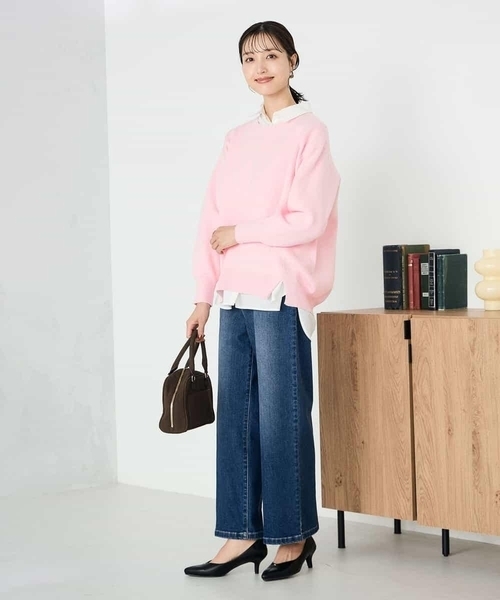 a.v.v(アーヴェヴェ)の「スウェットライクニット(ニット/セーター・レディース・ネイビー/ライトグレー/アイボリー/ライトピンク・36/40/38)」の21枚目の写真