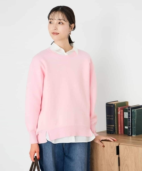 a.v.v(アーヴェヴェ)の「スウェットライクニット(ニット/セーター・レディース・ネイビー/ライトグレー/アイボリー/ライトピンク・36/40/38)」の20枚目の写真