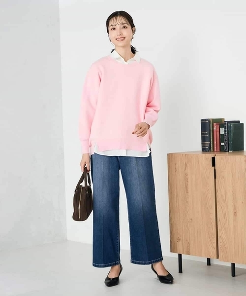 a.v.v(アーヴェヴェ)の「スウェットライクニット(ニット/セーター・レディース・ネイビー/ライトグレー/アイボリー/ライトピンク・36/40/38)」の18枚目の写真