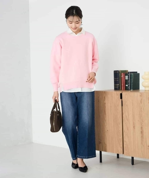 a.v.v(アーヴェヴェ)の「スウェットライクニット(ニット/セーター・レディース・ネイビー/ライトグレー/アイボリー/ライトピンク・36/40/38)」の16枚目の写真