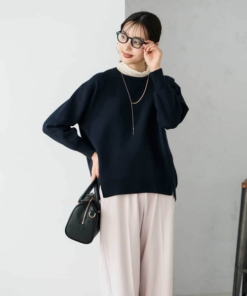 a.v.v(アーヴェヴェ)の「スウェットライクニット(ニット/セーター・レディース・ネイビー/ライトグレー/アイボリー/ライトピンク・36/40/38)」の15枚目の写真