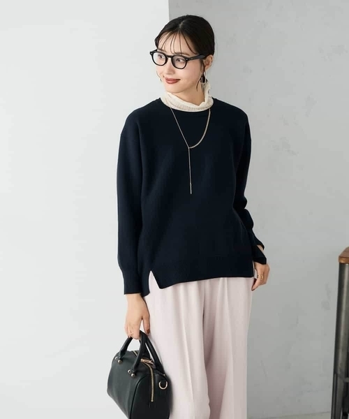 a.v.v(アーヴェヴェ)の「スウェットライクニット(ニット/セーター・レディース・ネイビー/ライトグレー/アイボリー/ライトピンク・36/40/38)」の14枚目の写真