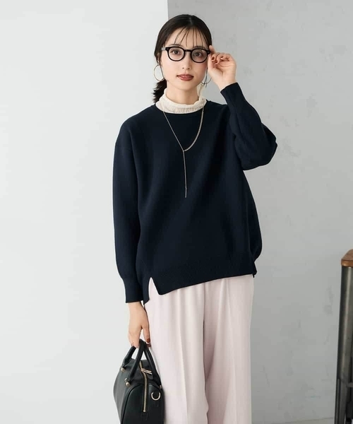 a.v.v(アーヴェヴェ)の「スウェットライクニット(ニット/セーター・レディース・ネイビー/ライトグレー/アイボリー/ライトピンク・36/40/38)」の13枚目の写真