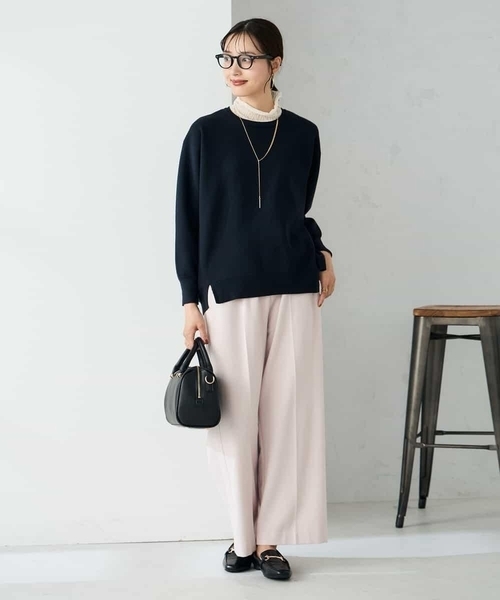 a.v.v(アーヴェヴェ)の「スウェットライクニット(ニット/セーター・レディース・ネイビー/ライトグレー/アイボリー/ライトピンク・36/40/38)」の12枚目の写真