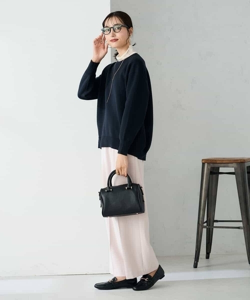 a.v.v(アーヴェヴェ)の「スウェットライクニット(ニット/セーター・レディース・ネイビー/ライトグレー/アイボリー/ライトピンク・36/40/38)」の11枚目の写真